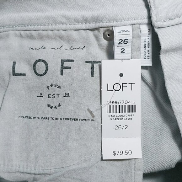 NWT LOFT Loght gray curvy high waist skinny cropped jeans - Picture 12 of 14